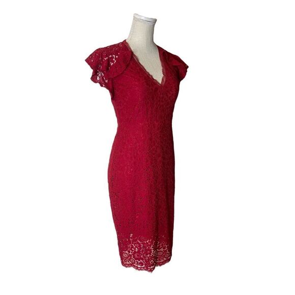 Express Red Lace Midi Dress - Picture 6 of 16